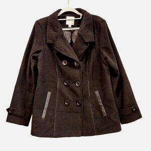 Croft & Barrow Womens M Double Breasted Black Peacoat Jacket office casual